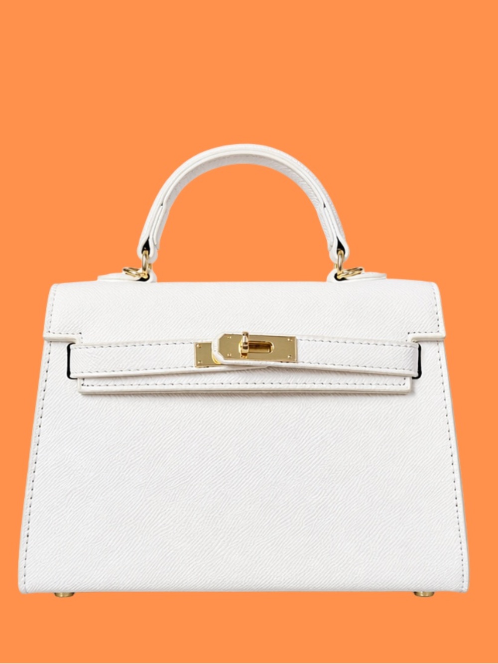 Mini Top Handle White Bag | Removable Crossbody Strap | Luxe Gold Hardware